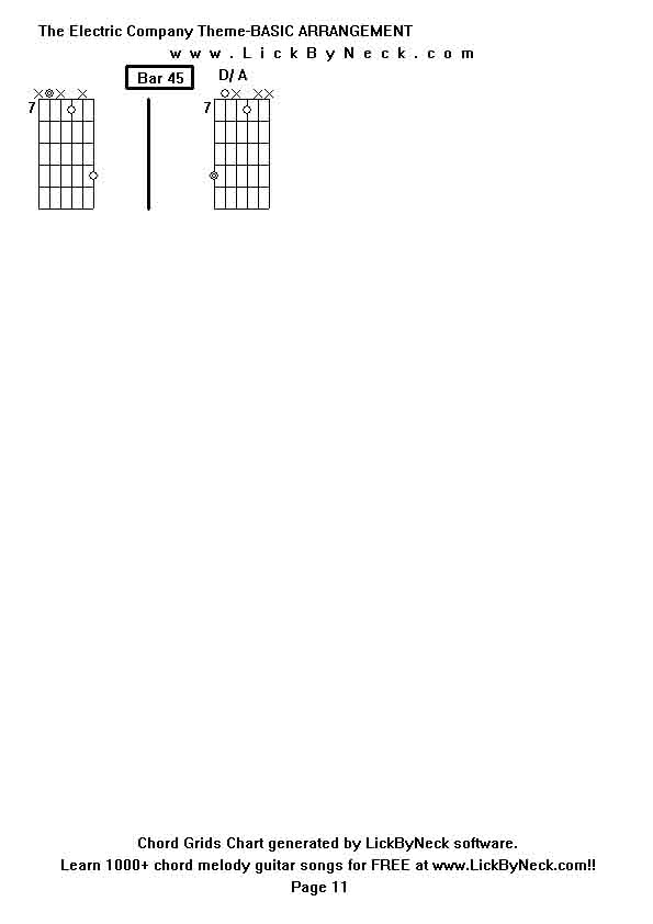 Chord Grids Chart of chord melody fingerstyle guitar song-The Electric Company Theme-BASIC ARRANGEMENT,generated by LickByNeck software.